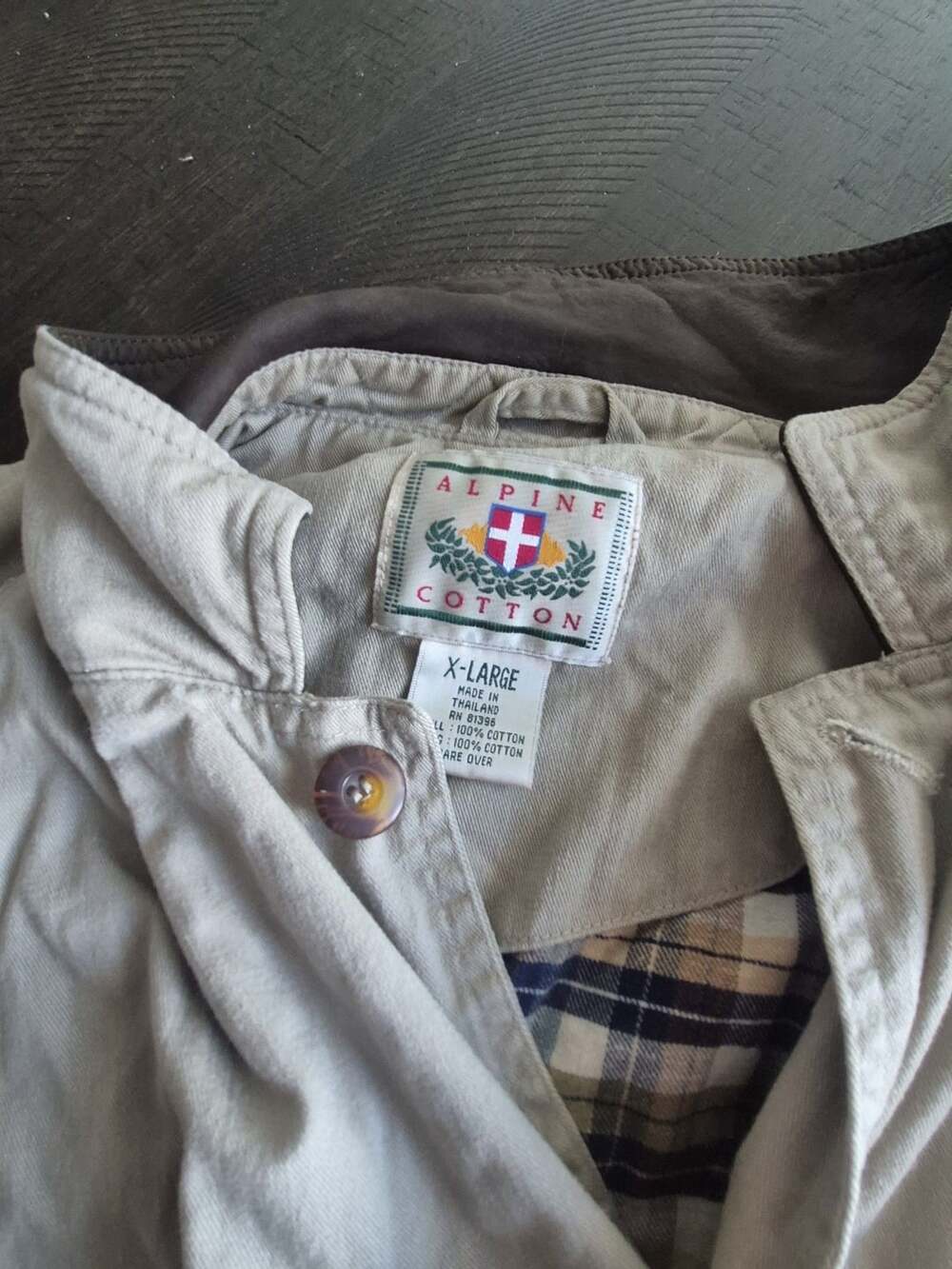 Alpine Cotton Jacket Size X-Large Beige Cotton Lined Plaid